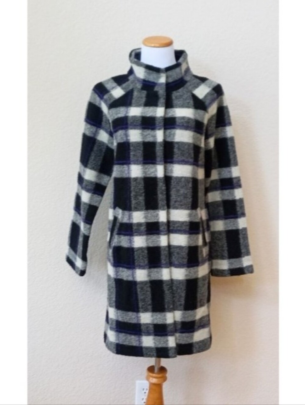 Max Studio soft wool blend plaid coat